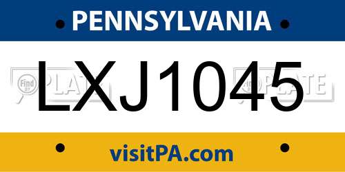 LXJ1045 Pennsylvania License Plate