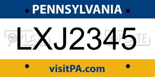 LXJ2345 Pennsylvania License Plate