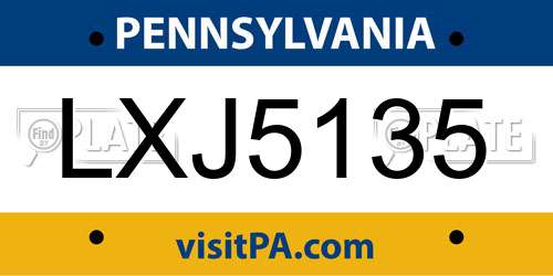 LXJ5135 Pennsylvania License Plate