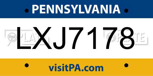 LXJ7178 Pennsylvania License Plate