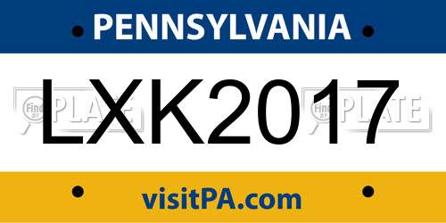 LXK2017 Pennsylvania License Plate