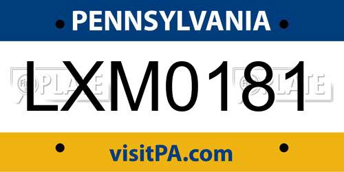 LXM0181 Pennsylvania License Plate