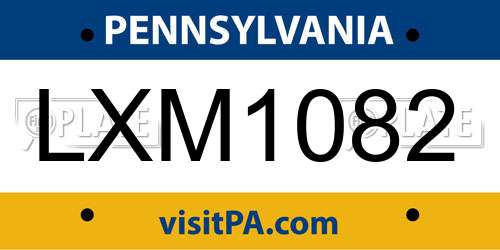 LXM1082 Pennsylvania License Plate