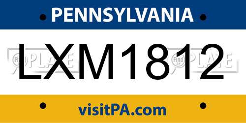 LXM1812 Pennsylvania License Plate