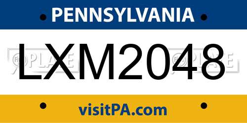LXM2048 Pennsylvania License Plate