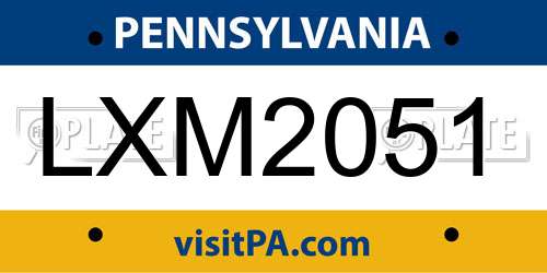 LXM2051 Pennsylvania License Plate
