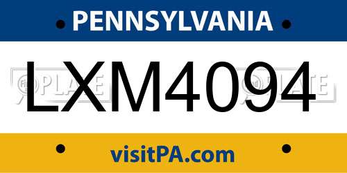 LXM4094 Pennsylvania License Plate