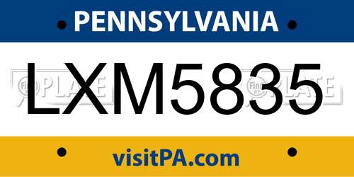 LXM5835 Pennsylvania License Plate