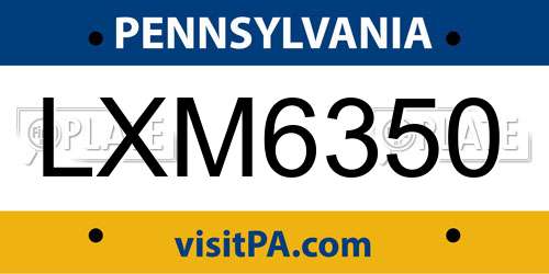 LXM6350 Pennsylvania License Plate