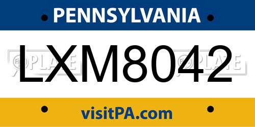 LXM8042 Pennsylvania License Plate
