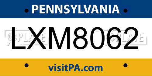 LXM8062 Pennsylvania License Plate