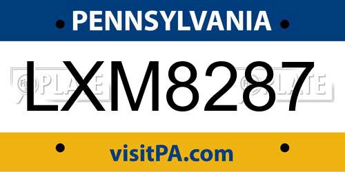LXM8287 Pennsylvania License Plate