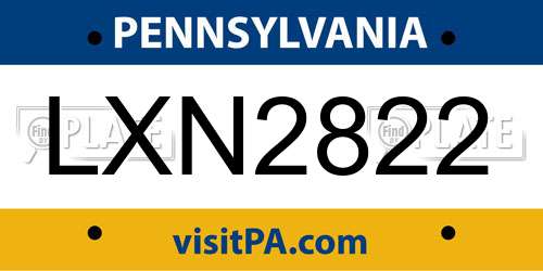 LXN2822 Pennsylvania License Plate