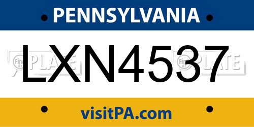 LXN4537 Pennsylvania License Plate