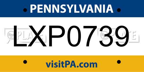 LXP0739 Pennsylvania License Plate