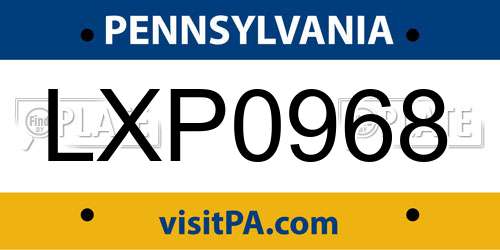 LXP0968 Pennsylvania License Plate