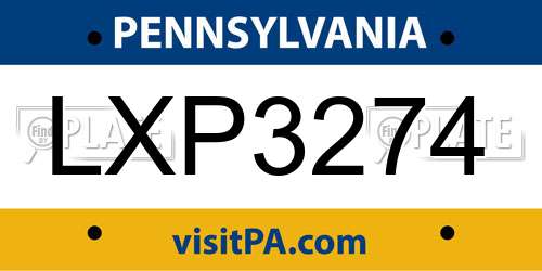 LXP3274 Pennsylvania License Plate