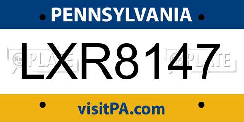 LXR8147 Pennsylvania License Plate