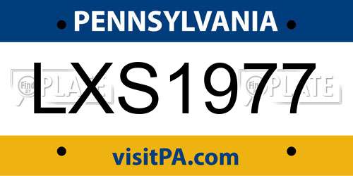 LXS1977 Pennsylvania License Plate