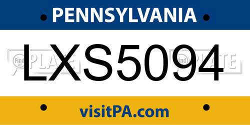 LXS5094 Pennsylvania License Plate