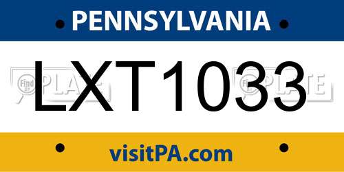 LXT1033 Pennsylvania License Plate