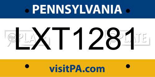 LXT1281 Pennsylvania License Plate