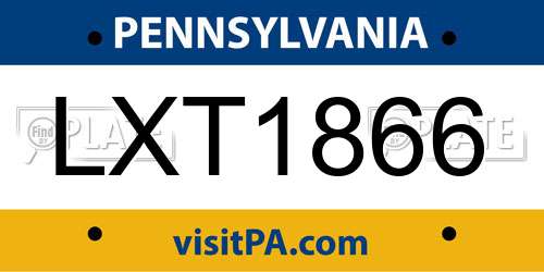 LXT1866 Pennsylvania License Plate