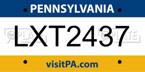 LXT2437 Pennsylvania License Plate