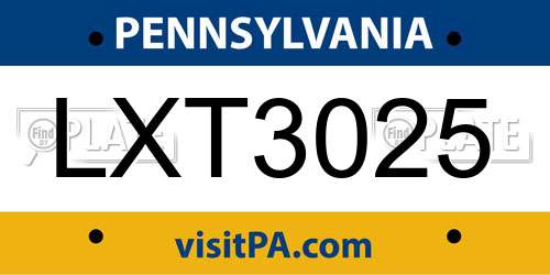 LXT3025 Pennsylvania License Plate