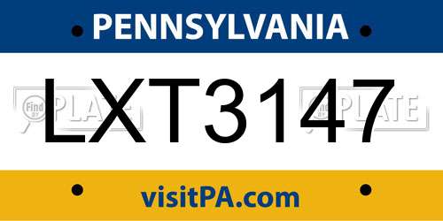 LXT3147 Pennsylvania License Plate