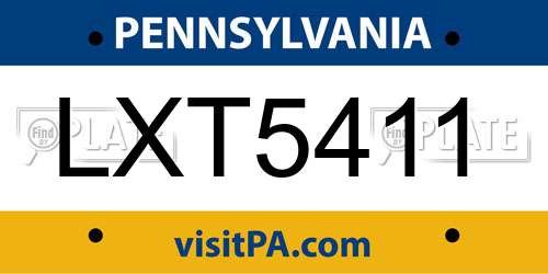 LXT5411 Pennsylvania License Plate