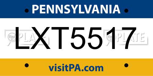 LXT5517 Pennsylvania License Plate