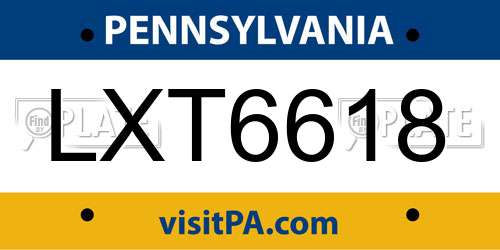LXT6618 Pennsylvania License Plate