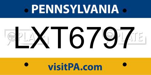 LXT6797 Pennsylvania License Plate