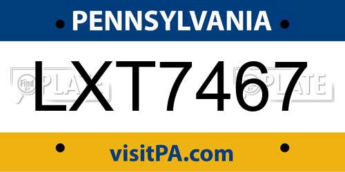 LXT7467 Pennsylvania License Plate