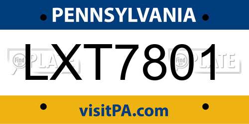 LXT7801 Pennsylvania License Plate