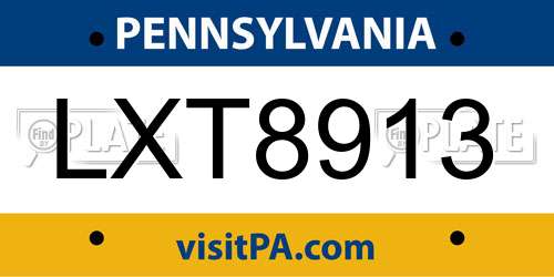 LXT8913 Pennsylvania License Plate