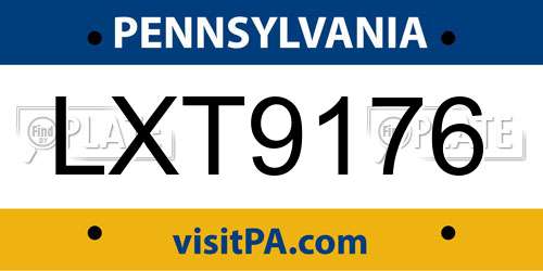 LXT9176 Pennsylvania License Plate
