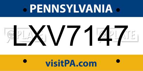 LXV7147 Pennsylvania License Plate