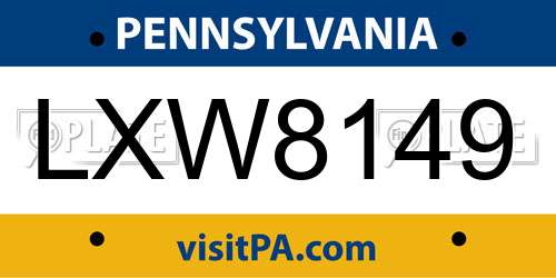 LXW8149 Pennsylvania License Plate
