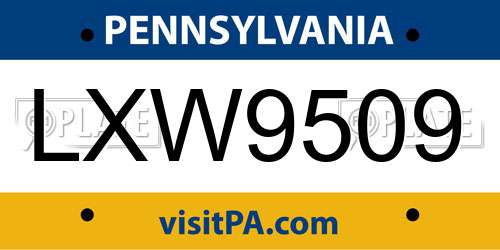 LXW9509 Pennsylvania License Plate