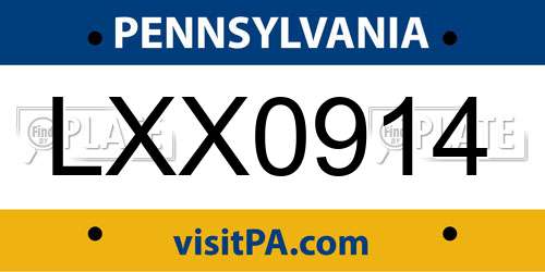 LXX0914 Pennsylvania License Plate