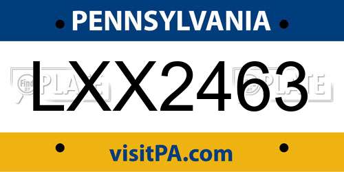 LXX2463 Pennsylvania License Plate