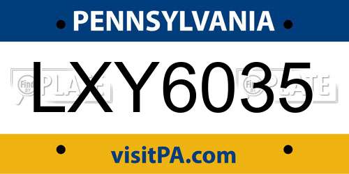 LXY6035 Pennsylvania License Plate