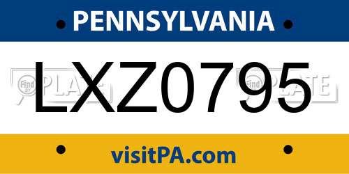LXZ0795 Pennsylvania License Plate