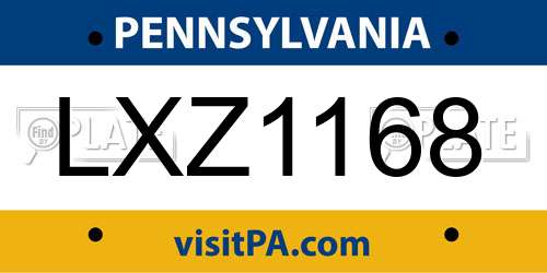 LXZ1168 Pennsylvania License Plate