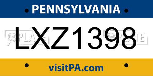 LXZ1398 Pennsylvania License Plate