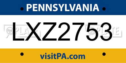 LXZ2753 Pennsylvania License Plate