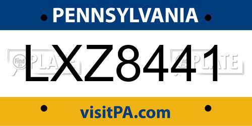 LXZ8441 Pennsylvania License Plate