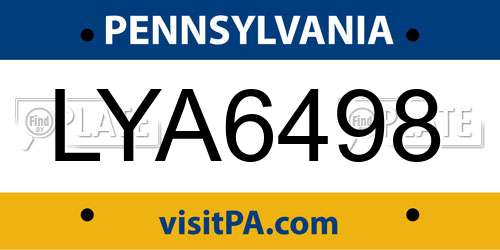 LYA6498 Pennsylvania License Plate